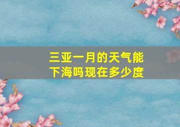 三亚一月的天气能下海吗现在多少度