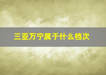 三亚万宁属于什么档次