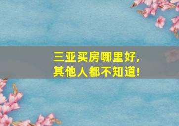 三亚买房哪里好,其他人都不知道!