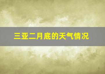 三亚二月底的天气情况