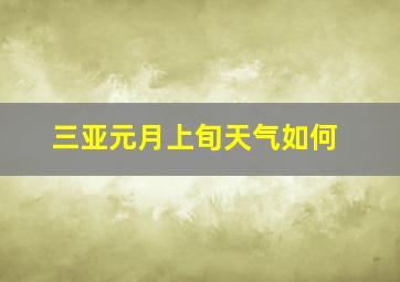 三亚元月上旬天气如何