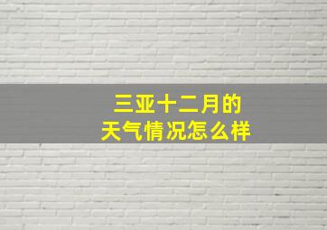 三亚十二月的天气情况怎么样