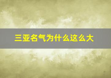 三亚名气为什么这么大