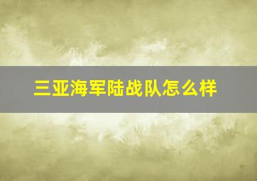 三亚海军陆战队怎么样