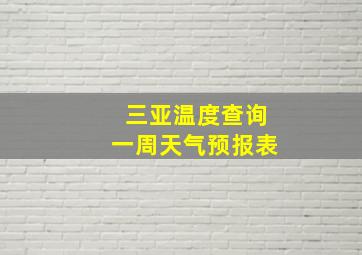 三亚温度查询一周天气预报表