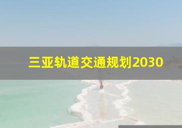 三亚轨道交通规划2030