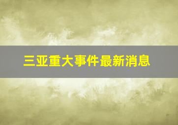 三亚重大事件最新消息