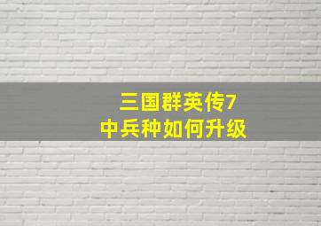 三国群英传7中兵种如何升级