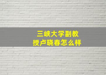 三峡大学副教授卢晓春怎么样