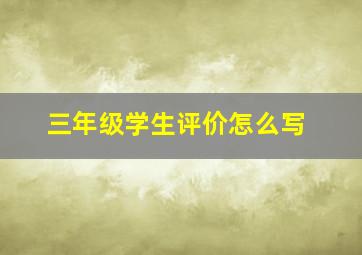 三年级学生评价怎么写