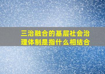 三治融合的基层社会治理体制是指什么相结合