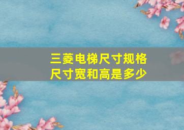 三菱电梯尺寸规格尺寸宽和高是多少