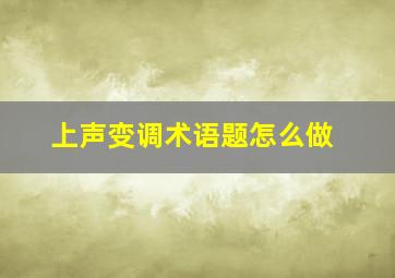 上声变调术语题怎么做