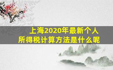 上海2020年最新个人所得税计算方法是什么呢