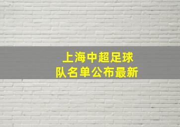 上海中超足球队名单公布最新