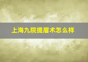 上海九院提眉术怎么样