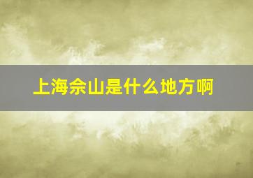 上海佘山是什么地方啊