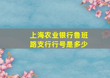 上海农业银行鲁班路支行行号是多少