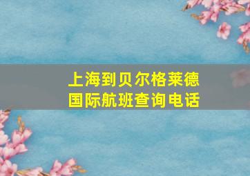 上海到贝尔格莱德国际航班查询电话