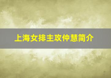 上海女排主攻仲慧简介