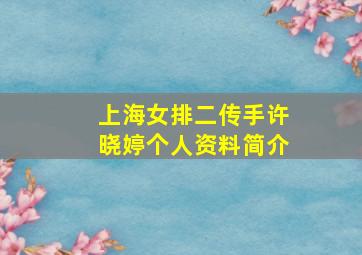 上海女排二传手许晓婷个人资料简介