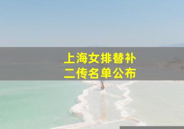 上海女排替补二传名单公布