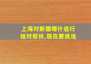 上海对新疆喀什进行结对帮扶,现在要挑选