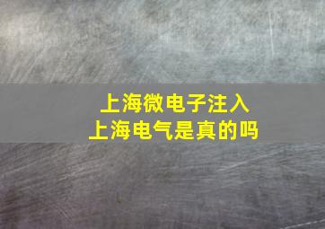 上海微电子注入上海电气是真的吗