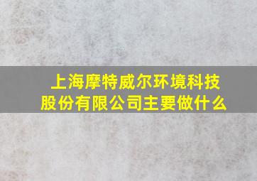 上海摩特威尔环境科技股份有限公司主要做什么