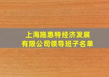 上海施惠特经济发展有限公司领导班子名单