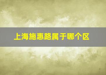 上海施惠路属于哪个区