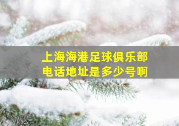 上海海港足球俱乐部电话地址是多少号啊