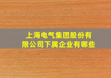 上海电气集团股份有限公司下属企业有哪些