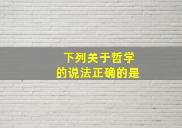 下列关于哲学的说法正确的是