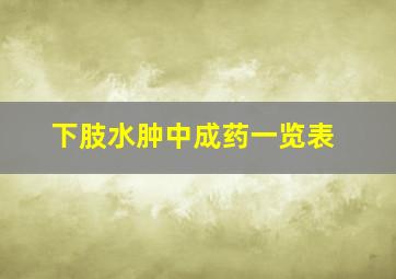 下肢水肿中成药一览表