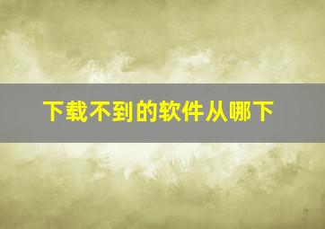 下载不到的软件从哪下