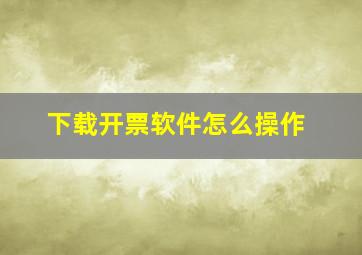 下载开票软件怎么操作