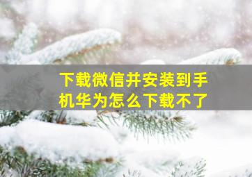 下载微信并安装到手机华为怎么下载不了