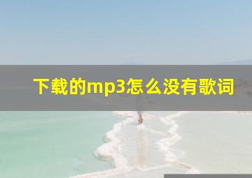 下载的mp3怎么没有歌词