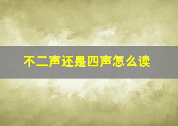 不二声还是四声怎么读