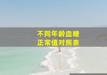 不同年龄血糖正常值对照表