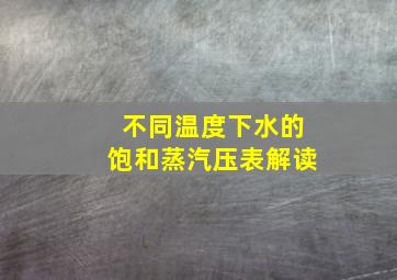 不同温度下水的饱和蒸汽压表解读