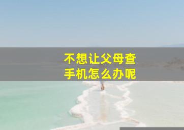 不想让父母查手机怎么办呢