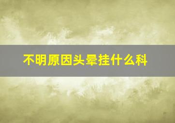 不明原因头晕挂什么科