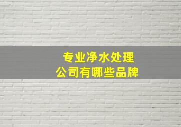 专业净水处理公司有哪些品牌