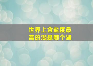 世界上含盐度最高的湖是哪个湖