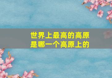 世界上最高的高原是哪一个高原上的