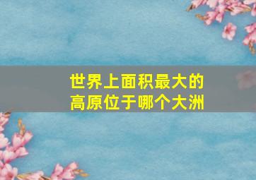 世界上面积最大的高原位于哪个大洲