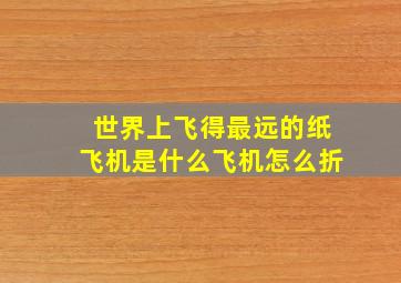 世界上飞得最远的纸飞机是什么飞机怎么折