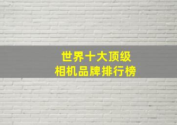 世界十大顶级相机品牌排行榜